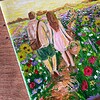 Wandeling door het bloemenveld | Handgeschilderd tegeltje
