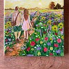 Wandeling door het bloemenveld | Handgeschilderd tegeltje