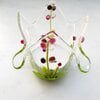 Waxinelicht houder, handgemaakt glas met roze bloemen groot
