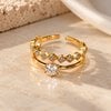 925 Sterling Zilveren Ring met CZ Stenen | 18K Gold Plated Verstelbare Ring – Cleopatra's World