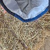 Andalusier schoudertas van een gebruikt zadeldekje, blauw met donkerblauwe ruit