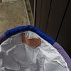 Andalusier schoudertas van een gebruikt zadeldekje, paars en blauw