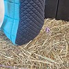 Andalusier schoudertas van een gebruikt zadeldekje, turquoise en donkerblauw