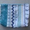 Blauw toilettasje / etui van vintage kant en band