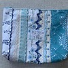 Blauw toilettasje / etui van vintage kant en band