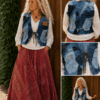 Boho Wrap Rok Rood â Patchwork Maxi Rok â 100% Katoen
