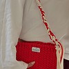 Cherry Fringe Bag – handgemaakte gehaakte schoudertas rood/ecru