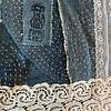 Denim patchwork wandkleed met linosnede walvis