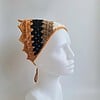 Gehaakte bandana | Crème, lichtbruin, zwart en oranje