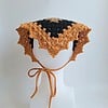 Gehaakte bandana | Crème, lichtbruin, zwart en oranje