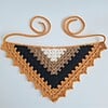 Gehaakte bandana | Crème, lichtbruin, zwart en oranje