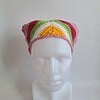 Gehaakte bandana | Geel, crème, groen, fuchsia en lichtroze