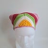 Gehaakte bandana | Geel, crème, groen, fuchsia en lichtroze