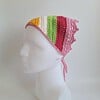 Gehaakte bandana | Geel, crème, groen, fuchsia en lichtroze