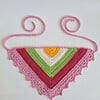 Gehaakte bandana | Geel, crème, groen, fuchsia en lichtroze