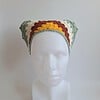 Gehaakte bandana | Geel, roestbruin, crème en sagegroen