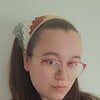 Gehaakte bandana | Geel, roestbruin, crème en sagegroen