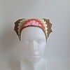 Gehaakte bandana | Lichtroze, koraaloranje, lichtgroen, crème en lichtbruin