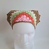 Gehaakte bandana | Lichtroze, koraaloranje, lichtgroen, crème en lichtbruin