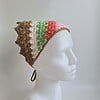 Gehaakte bandana | Lichtroze, koraaloranje, lichtgroen, crème en lichtbruin
