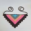 Gehaakte bandana | Turquoise, denimblauw, perzikoranje, neon roze en donkerbruin