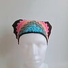 Gehaakte bandana | Turquoise, denimblauw, perzikoranje, neon roze en donkerbruin