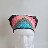 Gehaakte bandana | Turquoise, denimblauw, perzikoranje, neon roze en donkerbruin