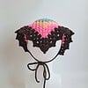 Gehaakte bandana | Turquoise, denimblauw, perzikoranje, neon roze en donkerbruin