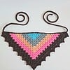 Gehaakte bandana | Turquoise, denimblauw, perzikoranje, neon roze en donkerbruin