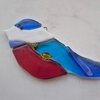 Glasfusing vogel (koolmees)  hanger – handgemaakte glazen suncatcher voor raam of tuin – 11 x 6 cm