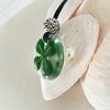 Glazen geluks amulet,geluksketting,klavertje vier ketting,klavertje