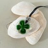 Glazen geluks amulet,geluksketting,klavertje vier ketting,klavertje