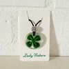 Glazen geluks amulet,geluksketting,klavertje vier ketting,klavertje