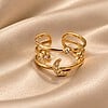 Gouden Maan en Sterren Ring – 925 Sterling Zilver met 18K Goud Verguld | Verstelbare Celestial Ring – Cleopatra's World