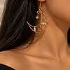 Handgemaakte Goudkleurige Maan Oorbellen met Kristalkralen | Unieke Statement Oorbellen – Cleopatra's World