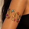 Handgemaakte Goudkleurige Statement Arm Cuff met Kleurrijke Kralen | Boho Bovenarmband – Cleopatra's World