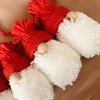 Handgemaakte kersthangers kerstman in rood – set van 4 stuks