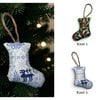Handgemaakte kerstsok kersthanger 8 cm – Delftsblauw borduurwerk 1