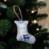 Handgemaakte kerstsok kersthanger 8 cm – Delftsblauw borduurwerk 1