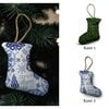 Handgemaakte kerstsok kersthanger 8 cm – Delftsblauw borduurwerk 2