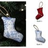 Handgemaakte kerstsok kersthanger 8 cm – Delftsblauw borduurwerk 3