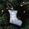 Handgemaakte kerstsok kersthanger 8 cm – Delftsblauw borduurwerk 3