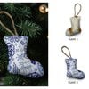 Handgemaakte kerstsok kersthanger 8 cm – Delftsblauw borduurwerk 4