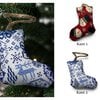 Handgemaakte kerstsok kersthanger 8 cm – Delftsblauw borduurwerk 5