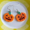 Handgemaakte oorbellen van kralen, 'Pumpkins'