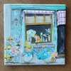 Handgeschilderd tegeltje – De bloemenwinkel | 10 × 10 cm
