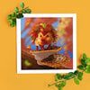 Herfst blad egel, gevouwen verjaardags kaart, 135x135mm