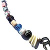 Ketting met keramiekkralen, schelpkralen, parelmoer en glaskralen. Handgemaakte halsketting, pastelkleur, zilverkleur connector, schelpbedel