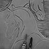 Linoprint paarden