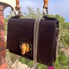 Madrid Bambú - leren handtas met gouden strap